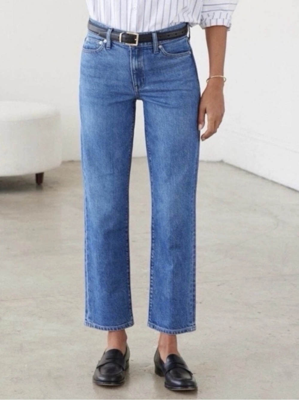 AYR The Frenchie Straight Leg Jeans in Blue Waist 27